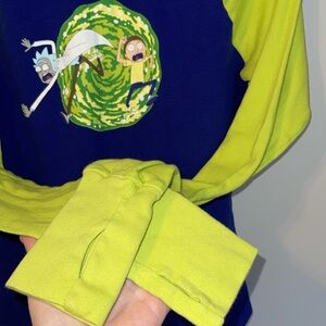 Henley Rick and Morty Long Sleeve w Thumb holes 100% cotton